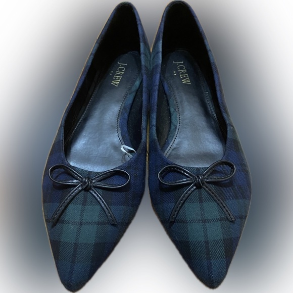 J Crew Black Watch Plaid Pointed
Toe Bow Flats - Picture 3 of 6